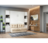 шкаф-кровать  с диваном "БЕЛА" Эльбрус+Белый